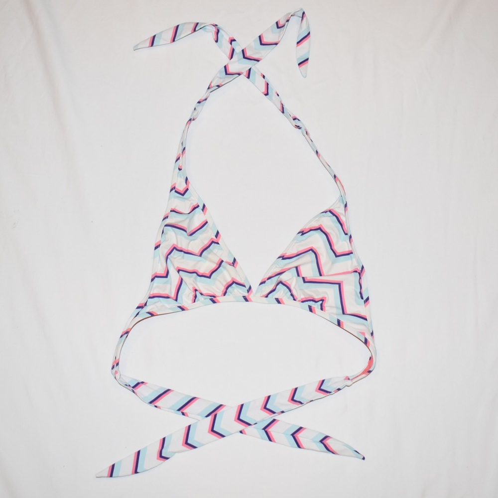 Pink, Blue, and White Bikini Top Size M